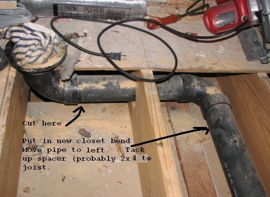 installing sewer pipe for toilet