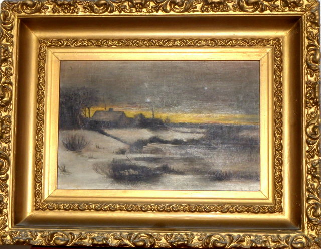 I have and old winter landscape painting with the artists initials E.C.P.
