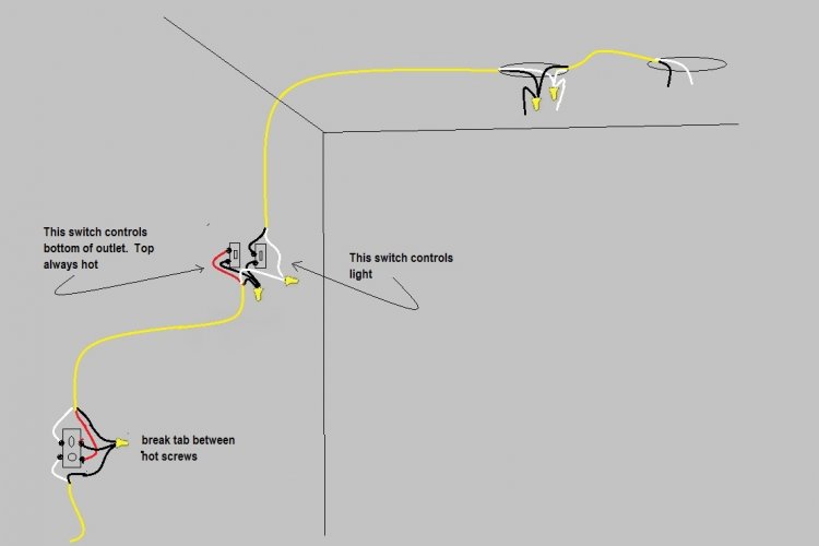 How to pigtail light switches one switch to split wire repetacle other switch to ligh