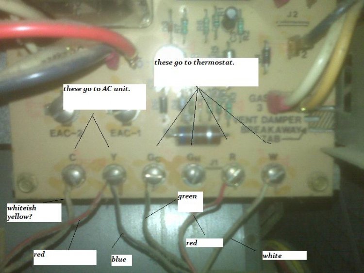 Thermostat wiring Where does the blue wire go? Its HOT out!