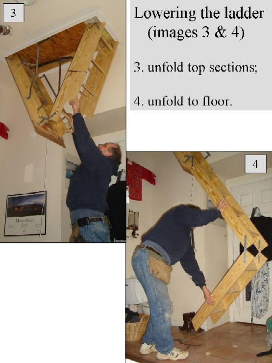 Pulldown, foldup attic steps safely opening and closing them
